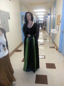Professor Eleanor Sumpter-Latham dresses as a vampire for the first week of her Folklore and US Popular Culture class.