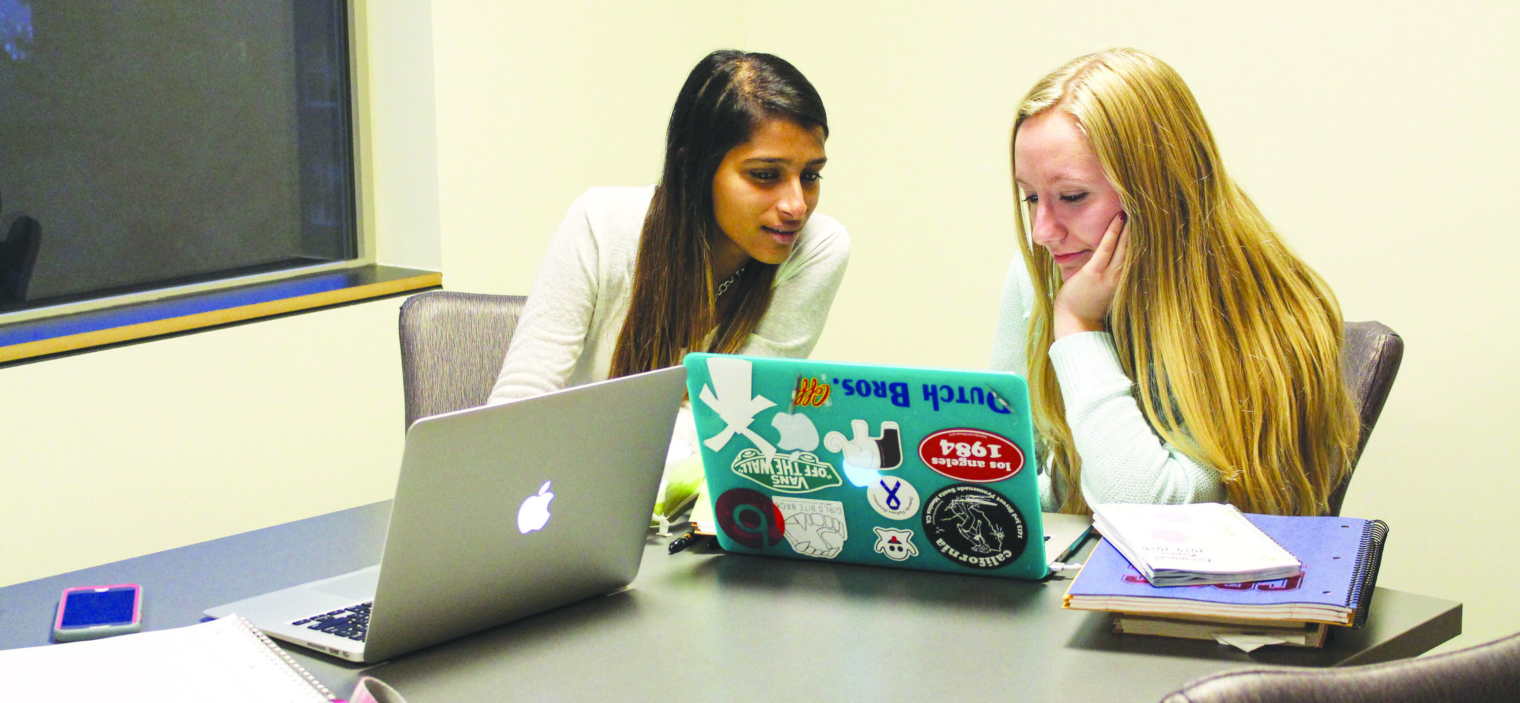 Students use one of the study rooms, that are located on each floor of the Residence Hall, on Jan. 5.