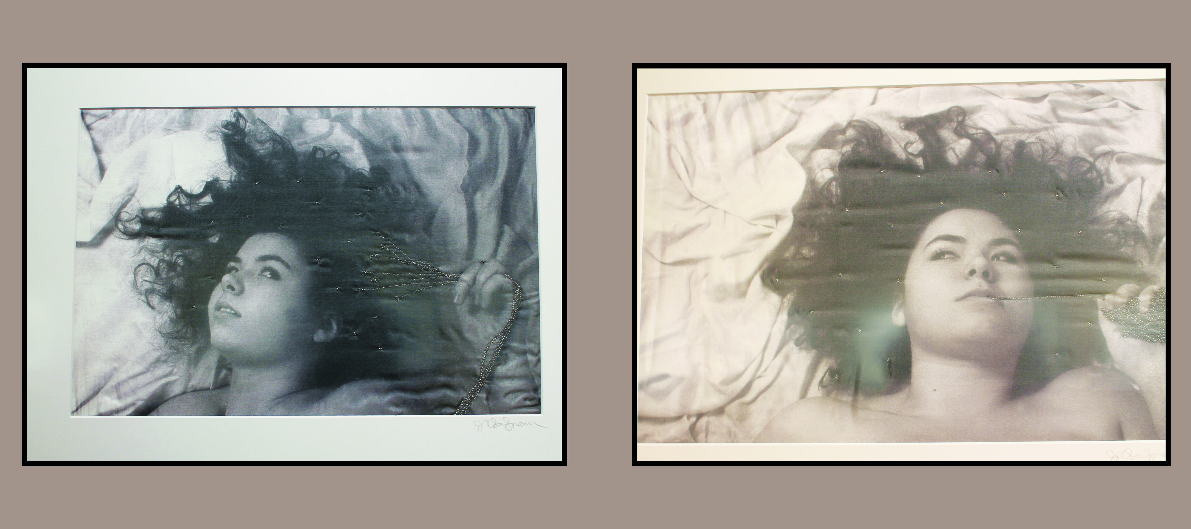 Left: "Collection of Thoughts" by Jennifer Salzman. Right: "Contemplation" by Jennifer Salzman.