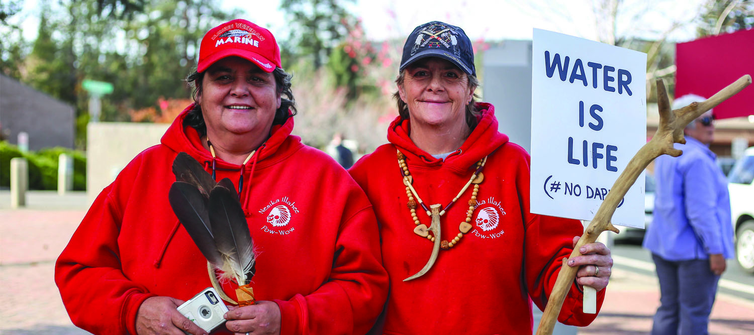 Members of the Siletz Tribe join the protest