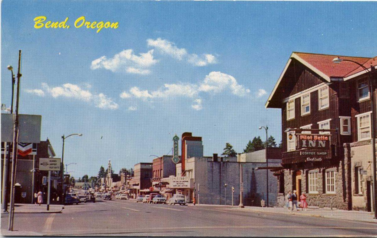 Downtown Bend, looking south toward corner of Newport/Greenwood and Wall Street Photo Credit: Deschutes County Historical Society