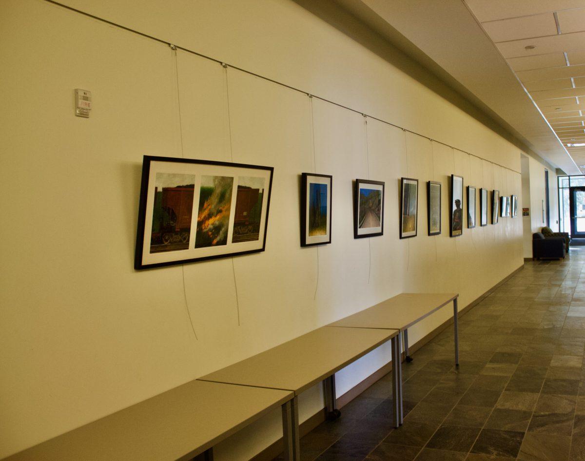 David Carmack Lewis art on display in HCC hall.