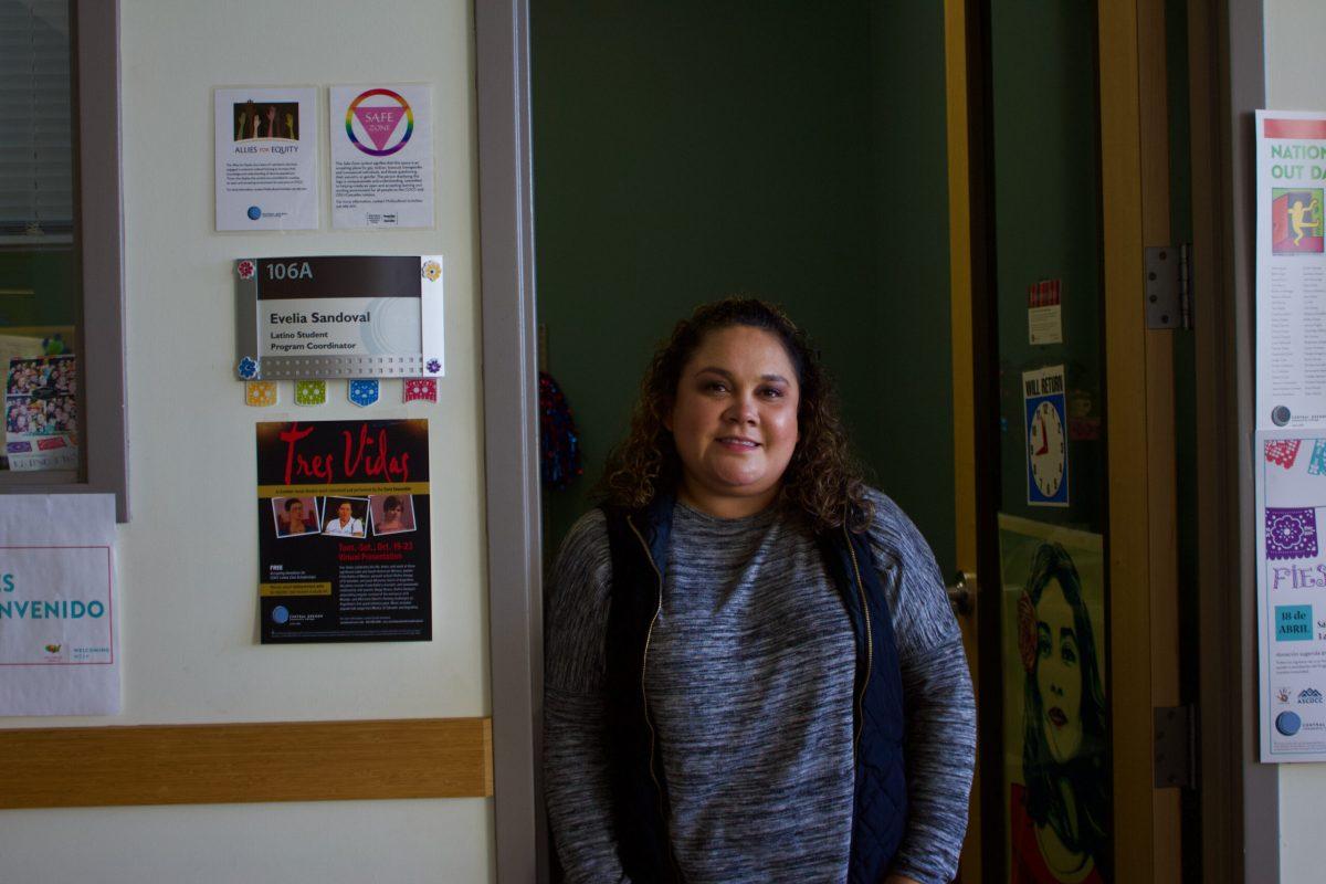 Evelia Sandoval stands in front of her office (Photo by Tristan Hackbart).