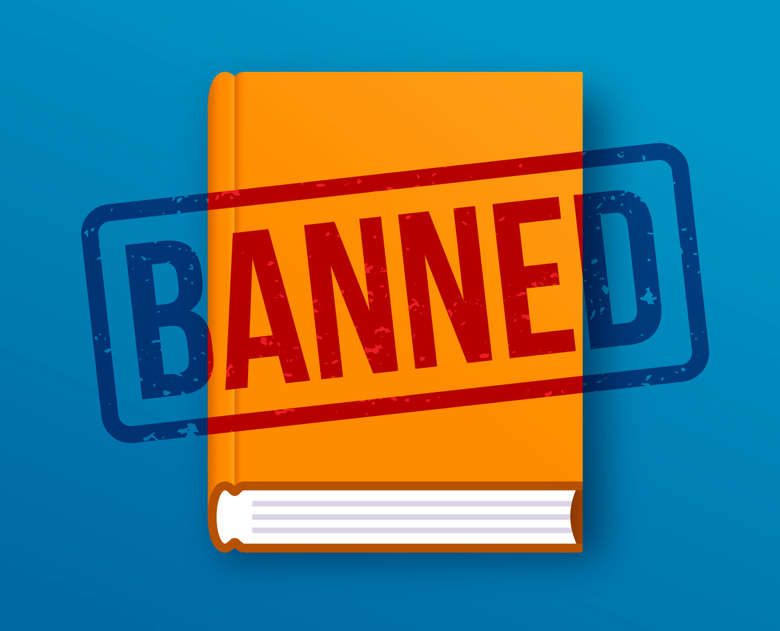 Book ban exclusion cancel culture concept illustration.