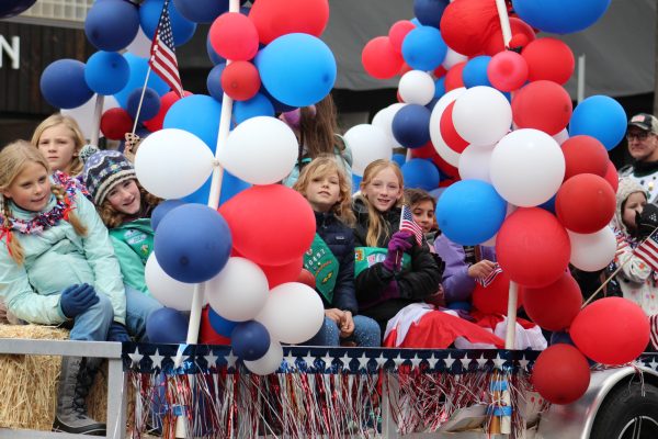 Girl Scouts showing off their colors in appreciation for our veterans.