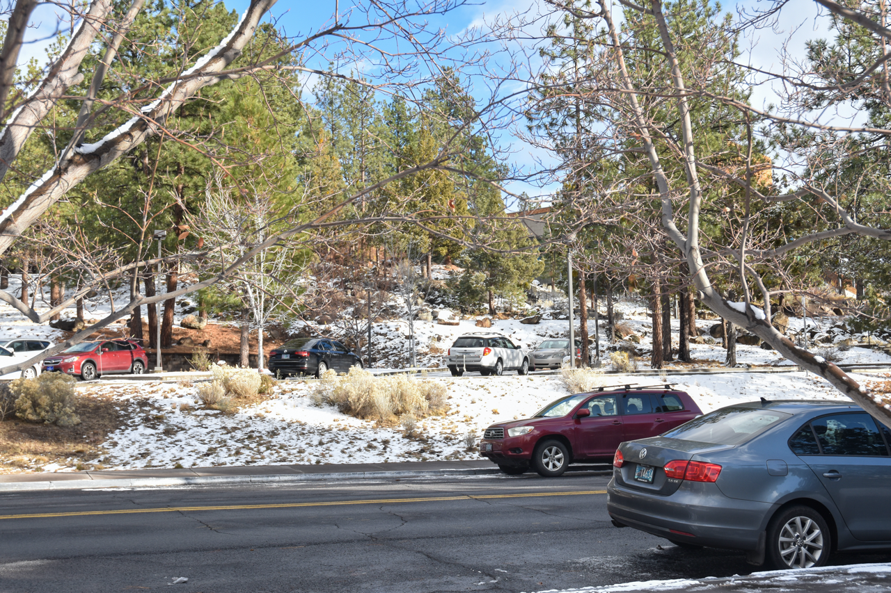 Mid-November snowfall on Bend campus