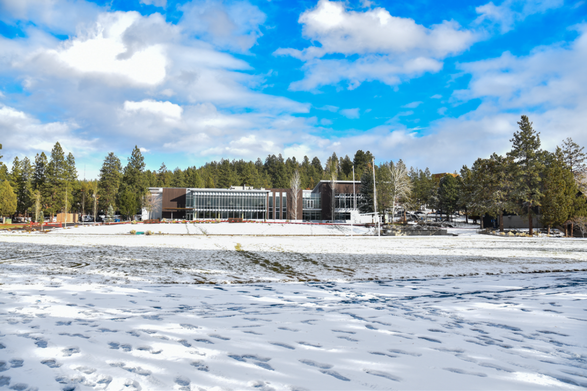 The field and track completely covered with snow, many students still chose to walk across it to class and some even had snowball fights on it.