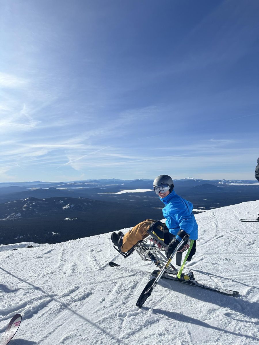 Kenji Kumlin viewed a blue sky at the summit of Mt. Bachelor 
Photo curtesy of Adam Corazzi