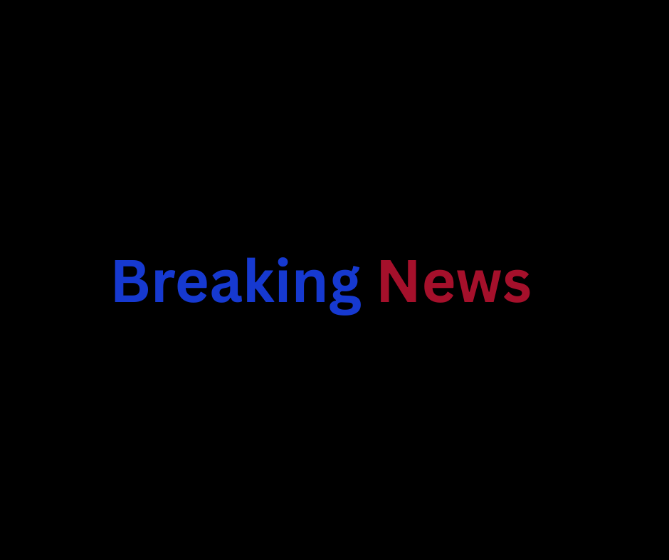 Breaking news captions in blue and red