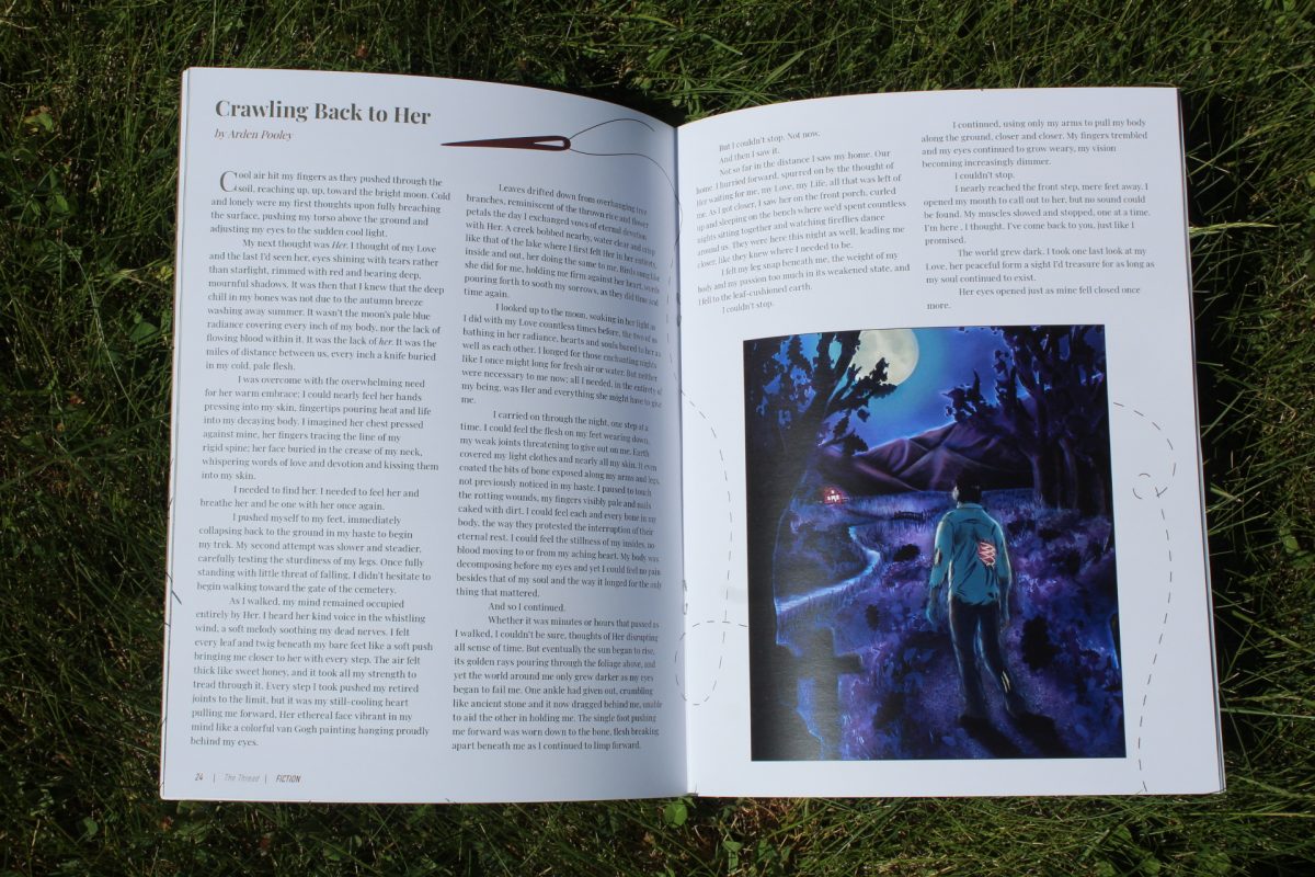 The Thread showing a page with art work created for the story.